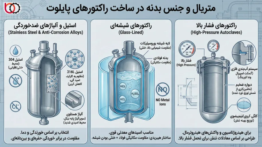 متریال و جنس بدنه در ساخت راکتورهای پایلوت