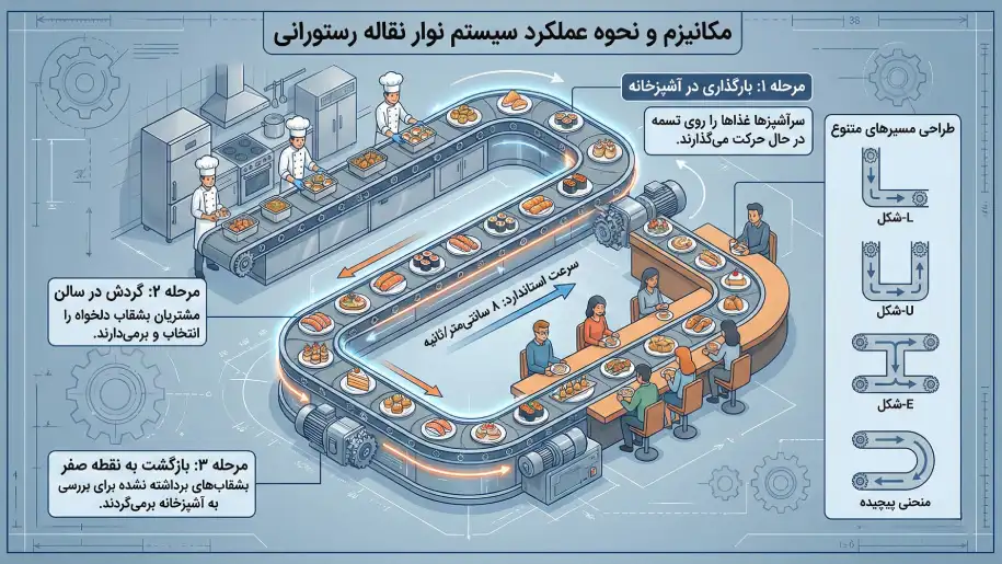 عملکرد سیستم نوار نقاله رستورانی