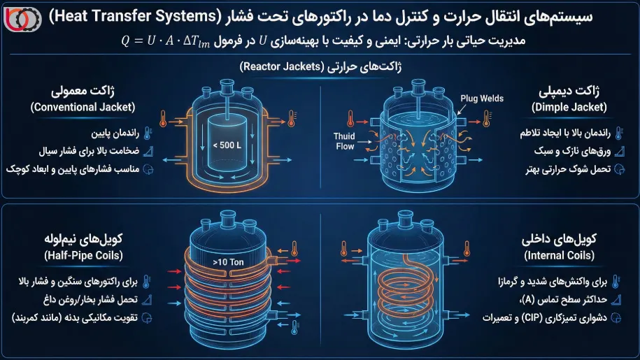 سیستم‌های انتقال حرارت و کنترل دما در راکتورهای تحت فشار