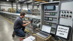 آموزش اتصال نوار نقاله به PLC و اتوماسیون خط تولید