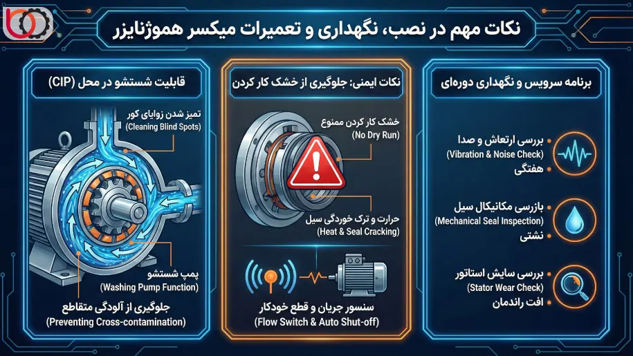 نکات مهم در نصب، نگهداری و تعمیرات میکسر هموژنایزر