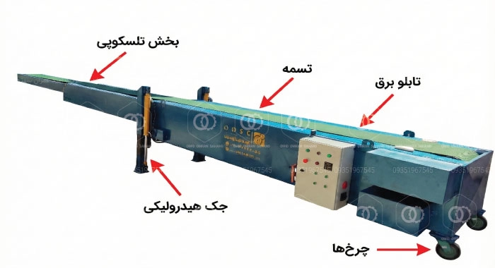 اجزای نوار نقاله تلسکوپی